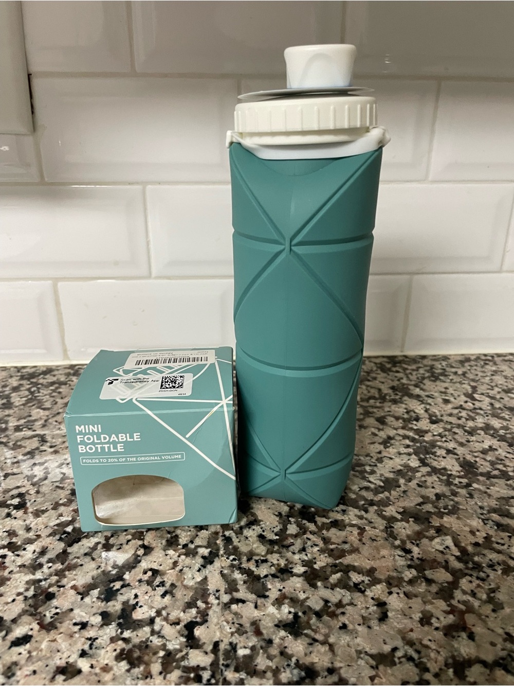 Collapsible Silicone Water Bottle - Teal Mini Foldable